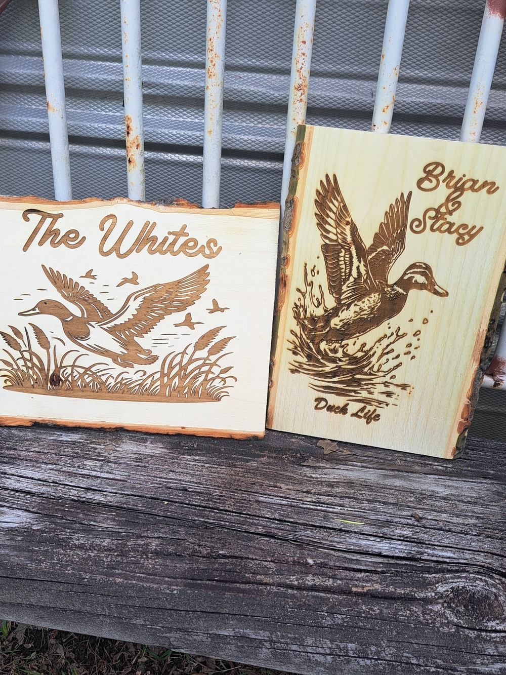 Rustic Duck Wall Plaque - Personalized Wood Sign in Natural Brown